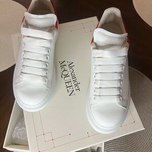 Alexander McQueen White Sneakers with Red Detail